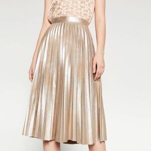 Zara Metallic Gold Midi Skirt